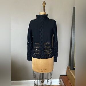 Obermeyer Signature 1947 Black 100% Wool Mock- neck Roll-neck Sweater Women’s M